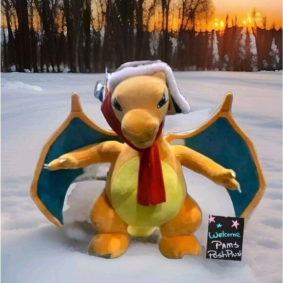 Build A Bear Giant CHARIZARD 2ft Pokemon Plush, Hat, Scarf Jumbo Nintendo - Picture 1 of 12